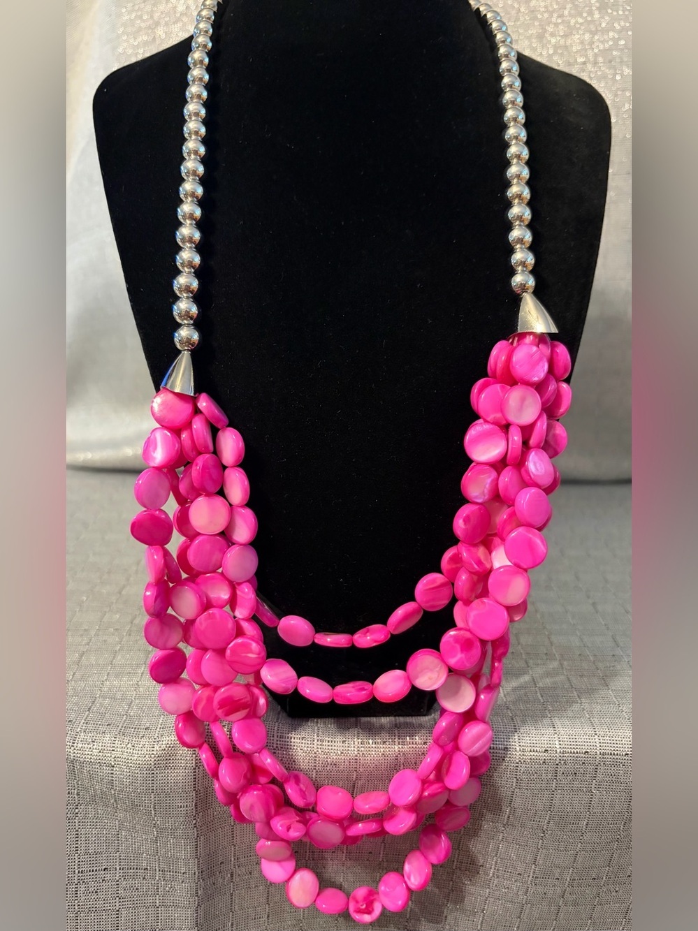 Multi-Strand Pink Statement Necklace